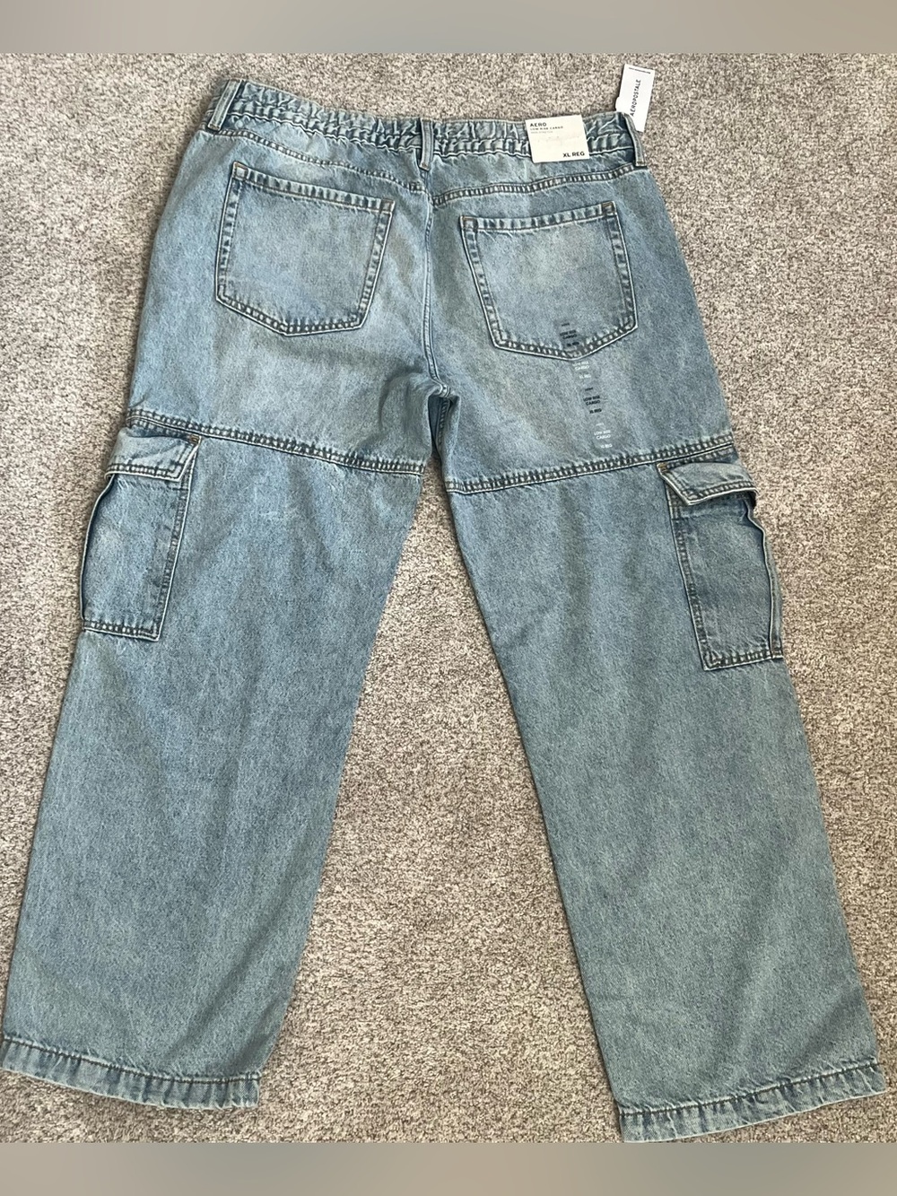 Aeropostale Light Wash Low Rise Denim Cargo Pants Y2K Juniors Size Large - Picture 4 of 9